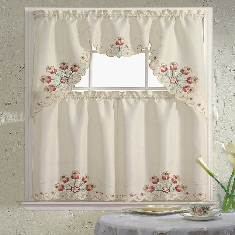 Ophelia Co Meier Floral Swag 60 Kitchen Curtain Reviews Wayfair   Meier Floral Swag 60'' Kitchen Curtain 